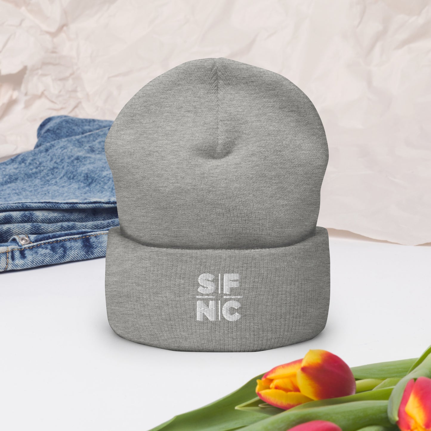 Cuffed Embroidered SFNC Beanie