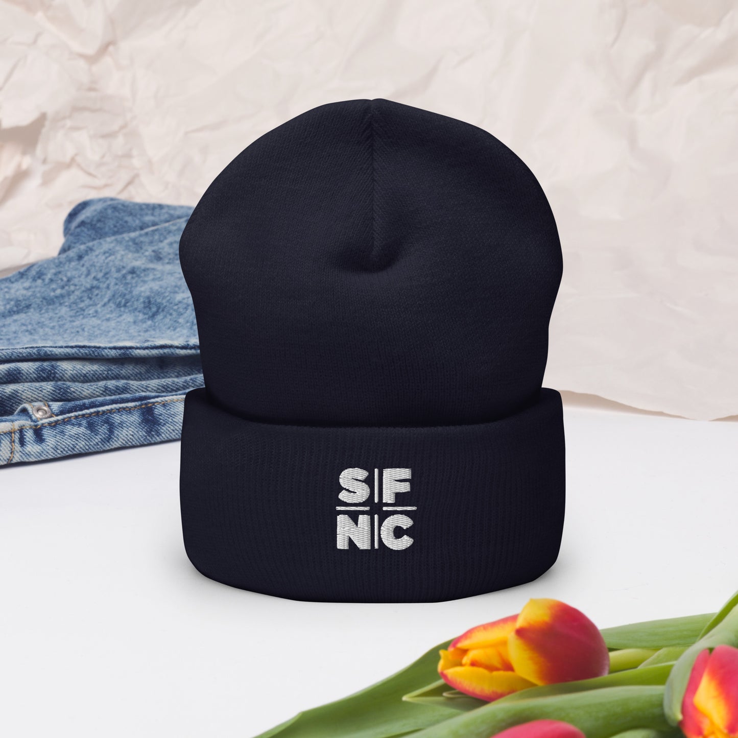 Cuffed Embroidered SFNC Beanie