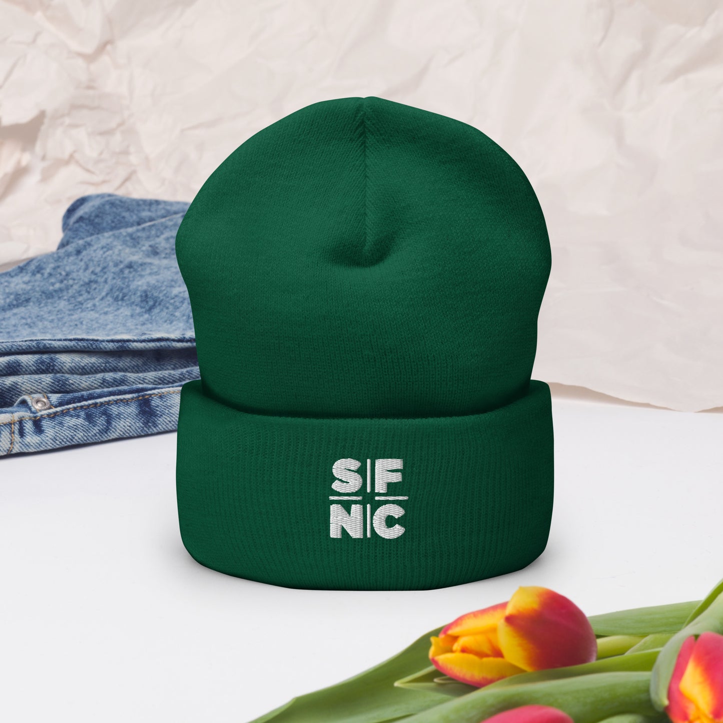 Cuffed Embroidered SFNC Beanie